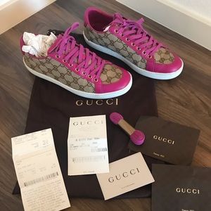 Gucci Monogram Canvas  Leather Sneakers